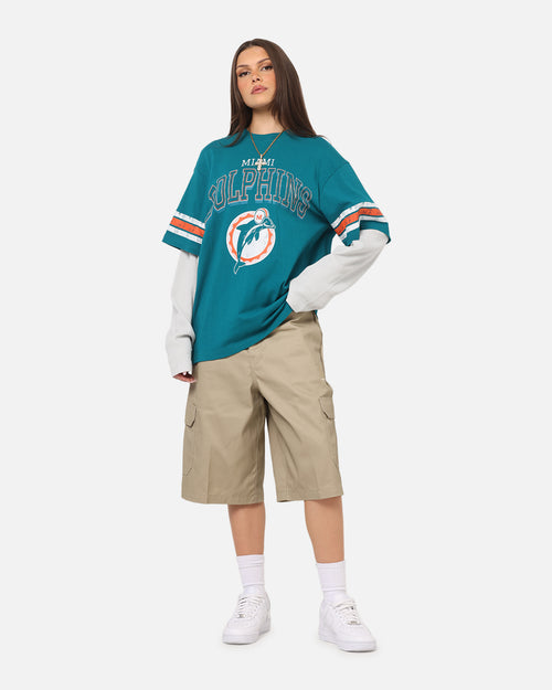 Mitchell & Ness Miami Dolphins Waffle Mock Layer Long Sleeve T-Shirt Teal