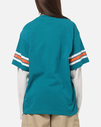 Mitchell & Ness Miami Dolphins Waffle Mock Layer Long Sleeve T-Shirt Teal