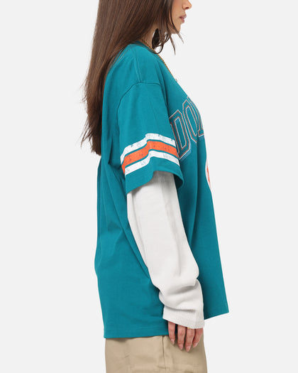 Mitchell & Ness Miami Dolphins Waffle Mock Layer Long Sleeve T-Shirt Teal