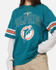 Mitchell & Ness Miami Dolphins Waffle Mock Layer Long Sleeve T-Shirt Teal