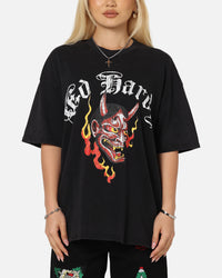 Ed Hardy Mask Of Mischief T-Shirt Black Acidwash