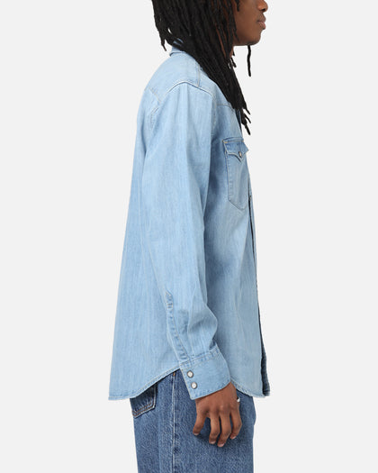 Levi Strauss And Co Barstow Western Standard Denim Button Up Shirt Blue