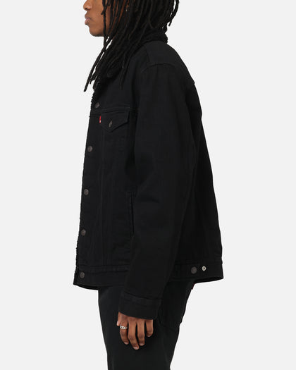 Levi Strauss And Co Relaxed Fit Sherpa Trucker Jacket Black