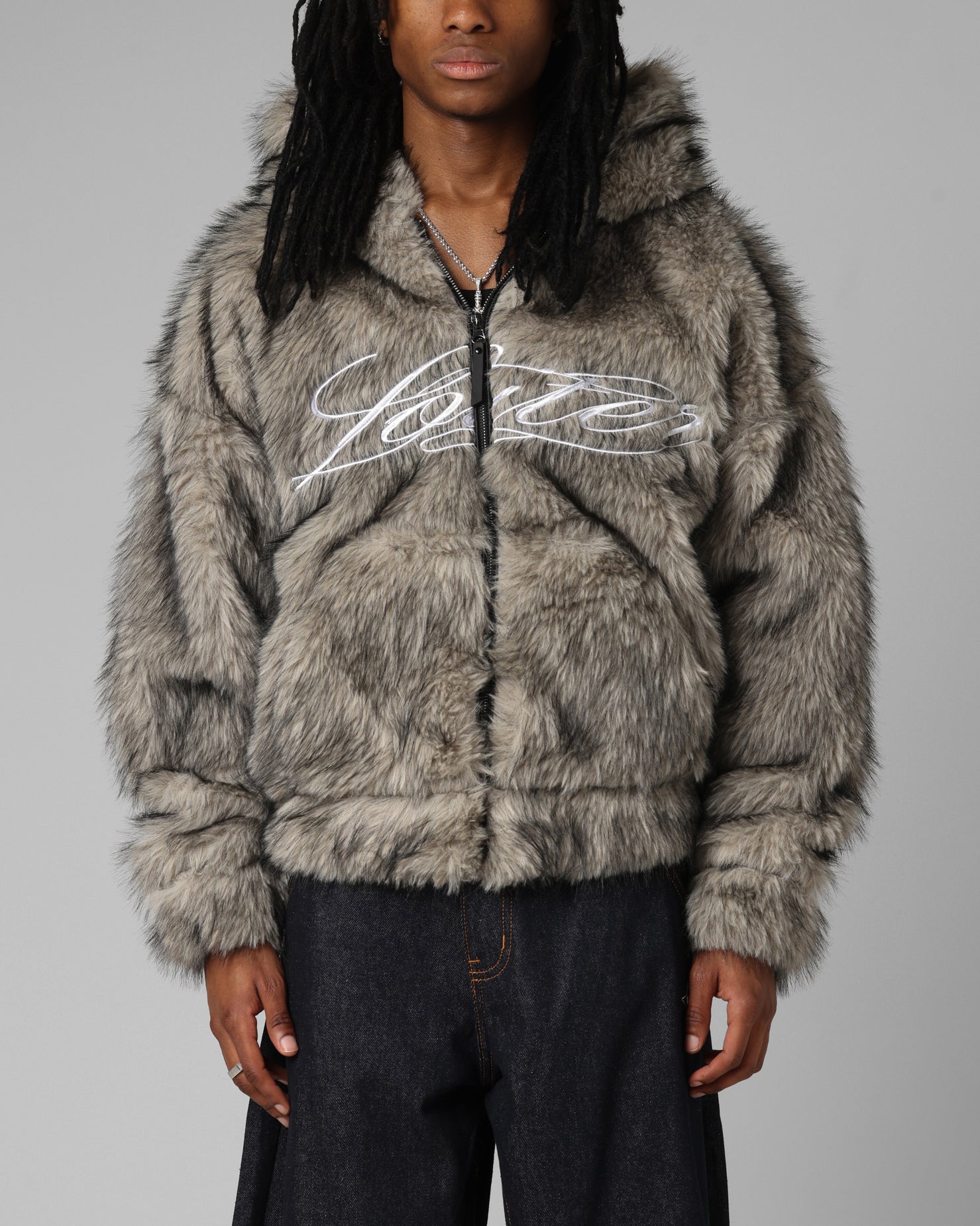 Loiter Faux Fur Hooded Jacket Off White | Culture Kings NZ