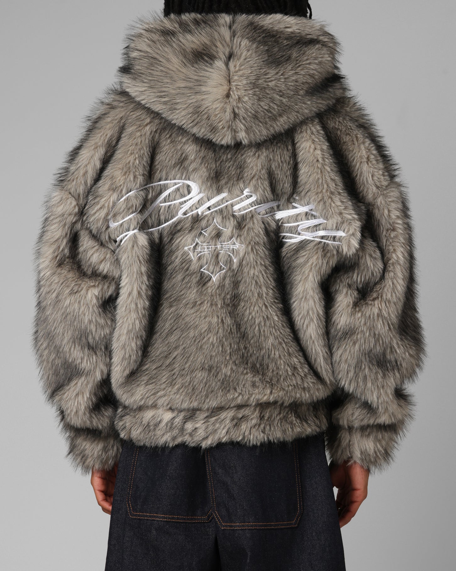 Loiter Faux Fur Hooded Jacket Off White | Culture Kings NZ