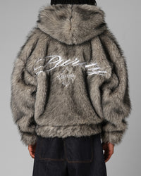 Loiter Faux Fur Hooded Jacket Off White