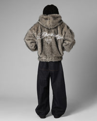 Loiter Faux Fur Hooded Jacket Off White