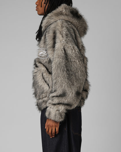 Loiter Faux Fur Hooded Jacket Off White