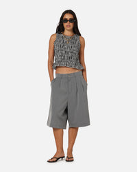 XXIII Women's Shirred Top Black Check