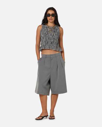 XXIII Women's Shirred Top Black Check