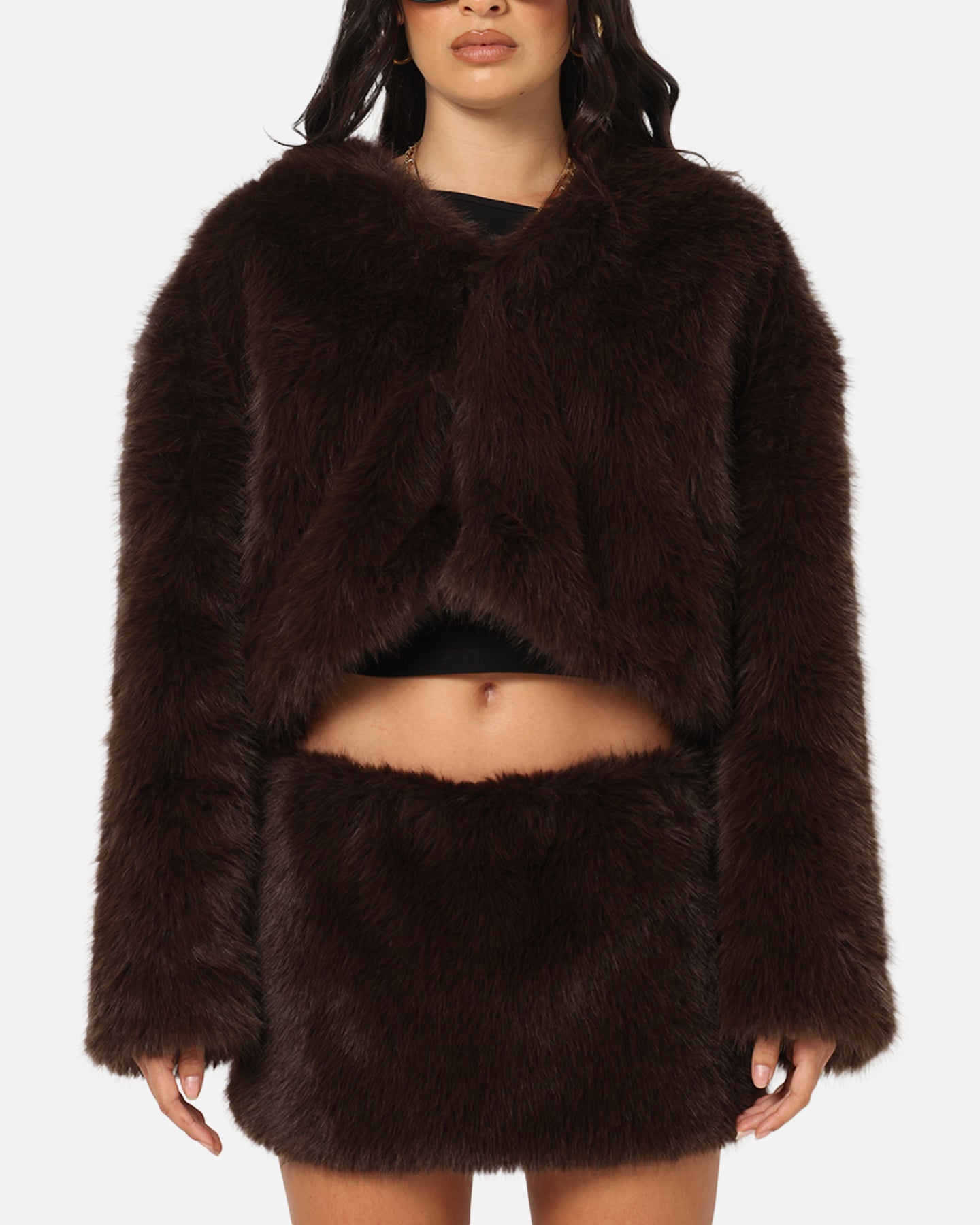 Ed Hardy Women's Faux Fur Jacket Brown | Culture Kings NZ