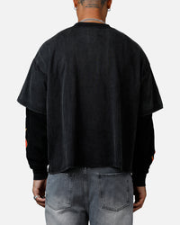 MNML Double Layer Thermal Long Sleeve T-Shirt Washed Black