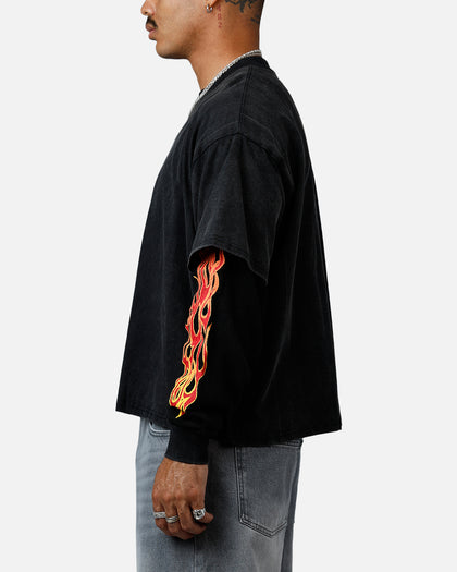 MNML Double Layer Thermal Long Sleeve T-Shirt Washed Black