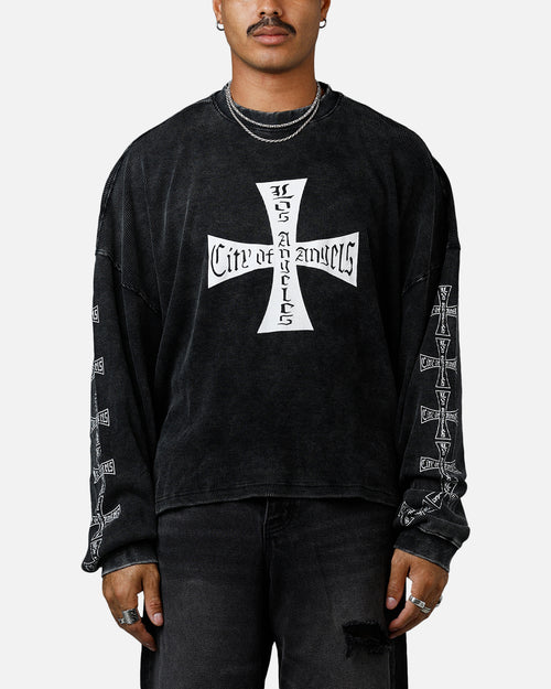 MNML Washed Chopper Thermal Long Sleeve T-Shirt Washed Black
