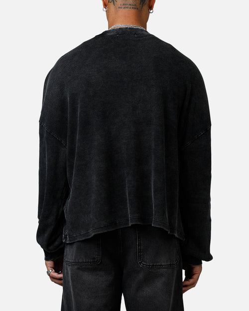 MNML Washed Chopper Thermal Long Sleeve T-Shirt Washed Black