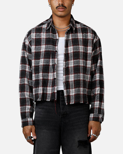 MNML Washed Cropped Flannel Shirt Black/White