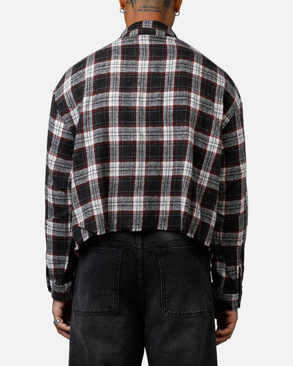 MNML Washed Cropped Flannel Shirt Black/White