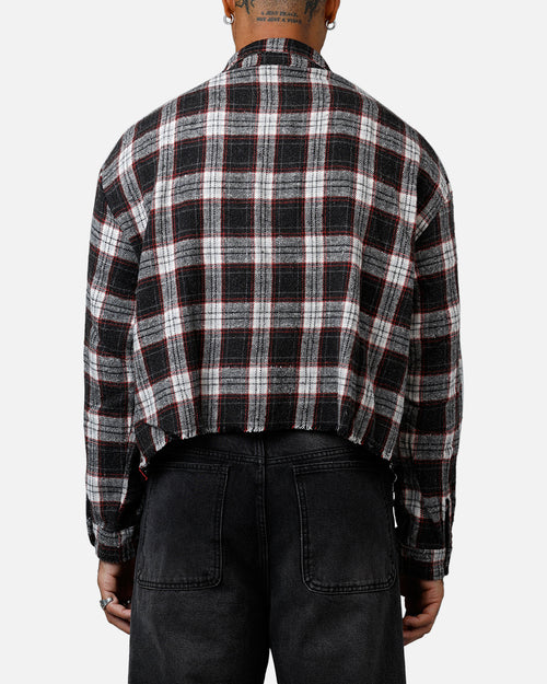 MNML Washed Cropped Flannel Shirt Black/White