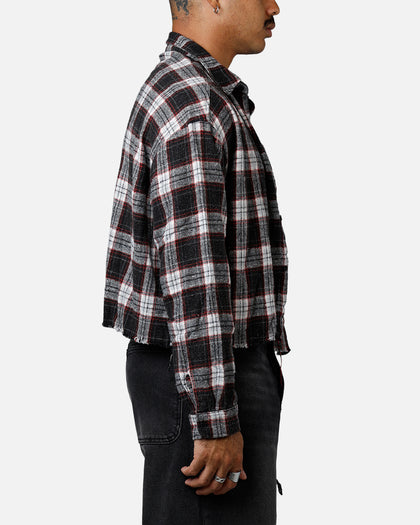 MNML Washed Cropped Flannel Shirt Black/White