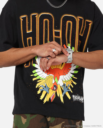 The Pokémon Collection By 73Studio Ho-Oh T-Shirt Black Acidwash