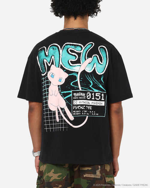 The Pokémon Collection By 73Studio Mew T-Shirt Black Acidwash