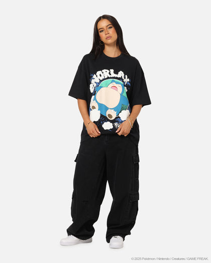 The Pokémon Collection By 73Studio Snorlax T-Shirt Black Acidwash