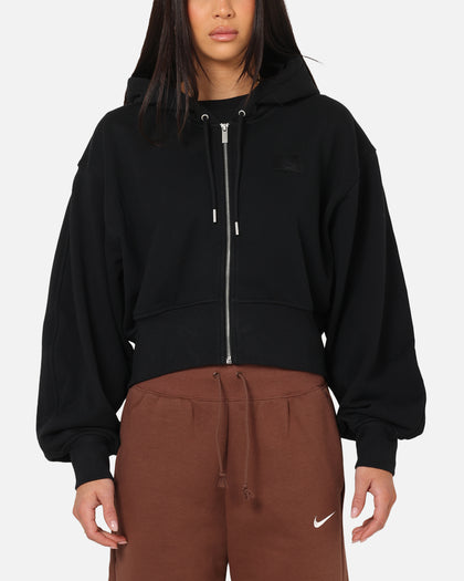 Jordan Women's Flight Fleece Satin-Lined Hoodie Black/Dark Smoke