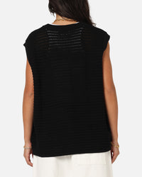 XXIII Open Knit Vest Black