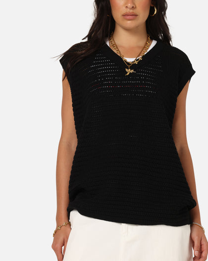 XXIII Open Knit Vest Black
