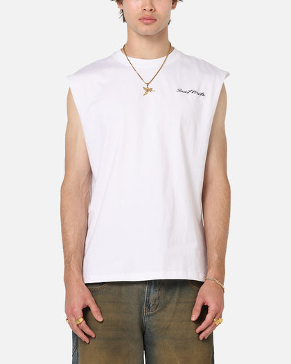 Saint Morta Scription Oversized Muscle T-Shirt White