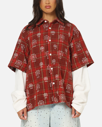 Saint Morta Sanctuary Layered Button Up Shirt Red