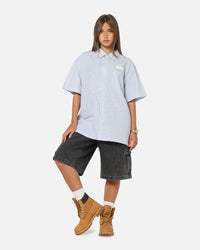 X-Large Drip Button Up Shirt Blue Stripe/White