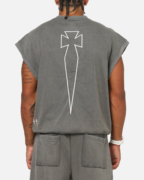 Saint Morta Athletc Cut Off Sweat T-Shirt Washed Charcoal