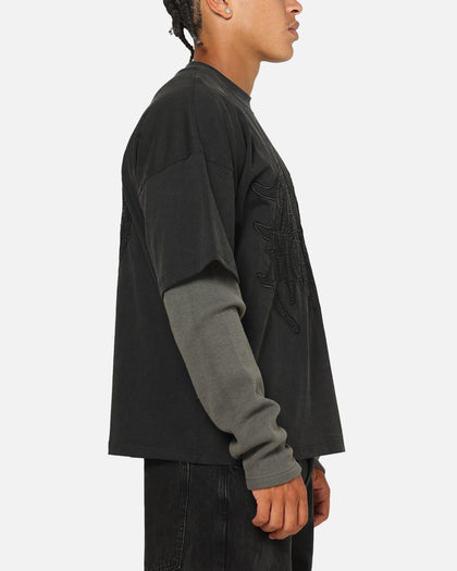 Saint Morta Crested Wing Long Sleeve Layered T-Shirt Vintage Black