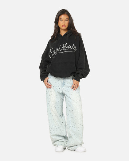 Saint Morta Pearl Script Hoodie Vintage Black
