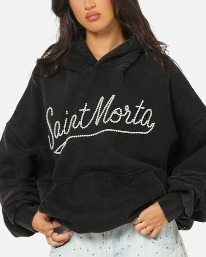 Saint Morta Pearl Script Hoodie Vintage Black