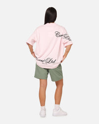 Carre Side Script Oversized T-Shirt Pink