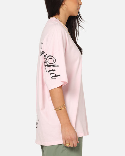 Carre Side Script Oversized T-Shirt Pink
