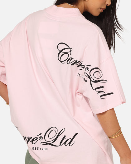 Carre Side Script Oversized T-Shirt Pink