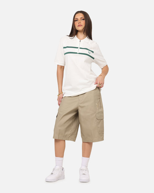 Fred Perry Crepe Pique Zip Neck Polo Shirt Snow White
