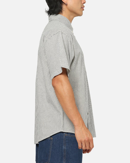 S Double Bay Stripe Classic Button Up Shirt Black/White Stripe