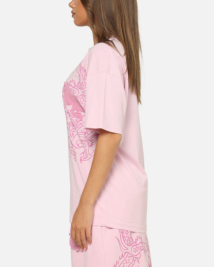 Ed Hardy Double Dragon Applique T-Shirt Pink