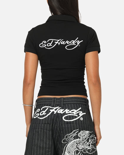 Ed Hardy Women's Polo Top Black