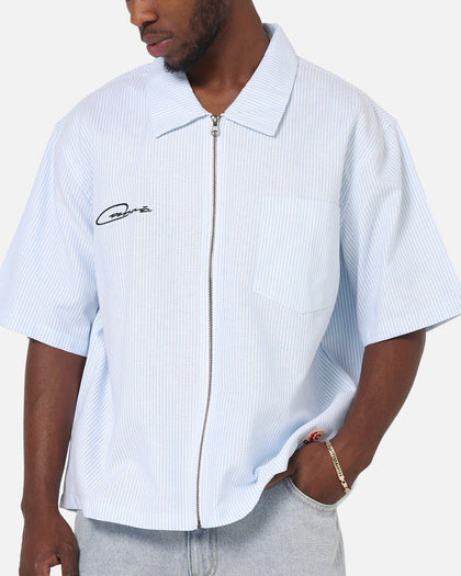 Carre Oxford Stripe Zip Up Shirt Blue/White Stripe