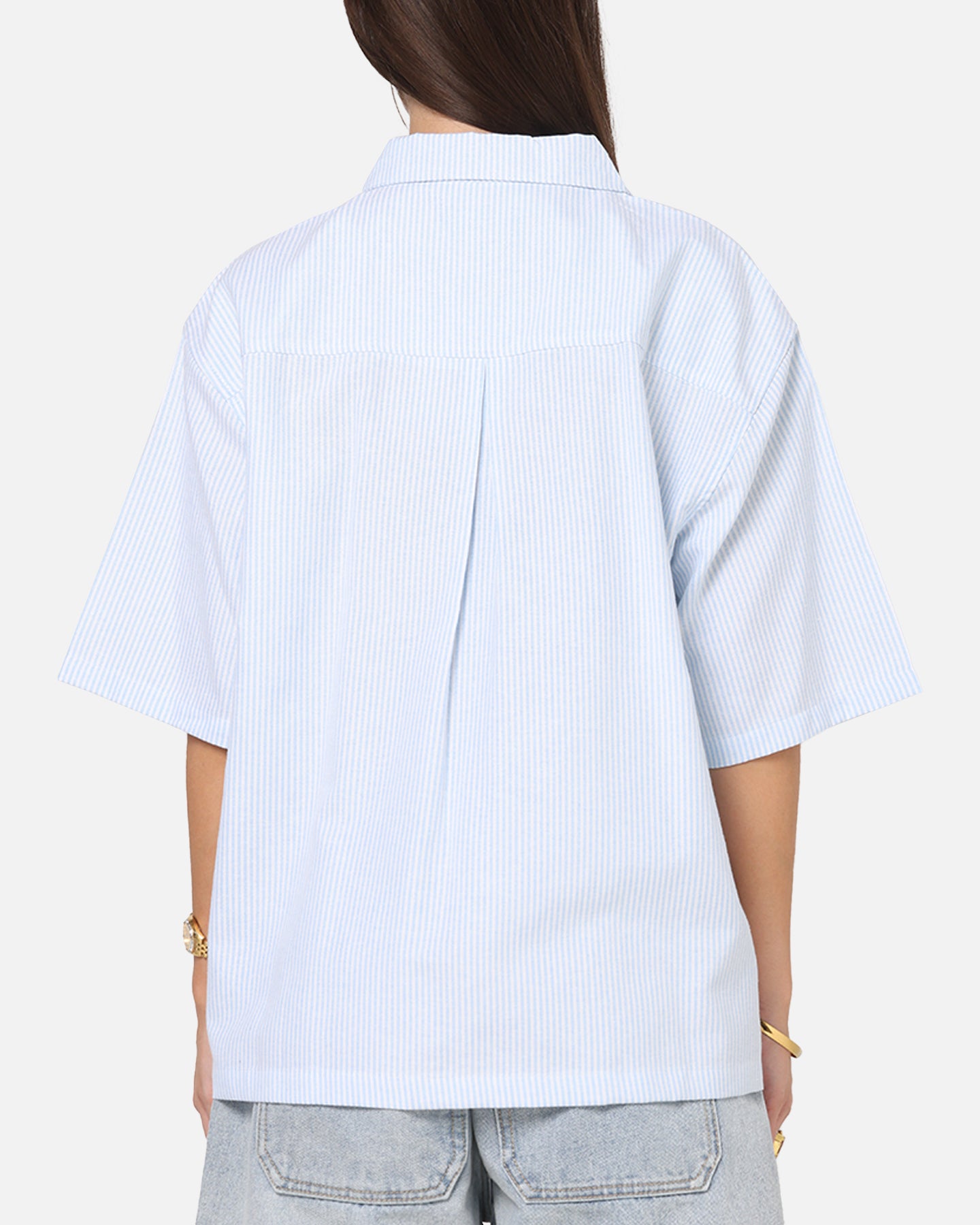 Carre Oxford Stripe Zip Up Shirt Blue/White Stripe | Culture Kings NZ