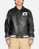 Carre Vegan Leather Varsity Jacket Black/White