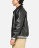 Carre Vegan Leather Varsity Jacket Black/White