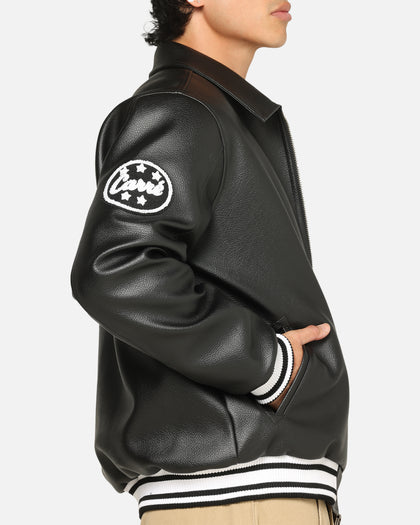 Carre Vegan Leather Varsity Jacket Black/White