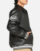 Carre Vegan Leather Varsity Jacket Black/White
