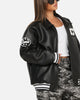 Carre Vegan Leather Varsity Jacket Black/White